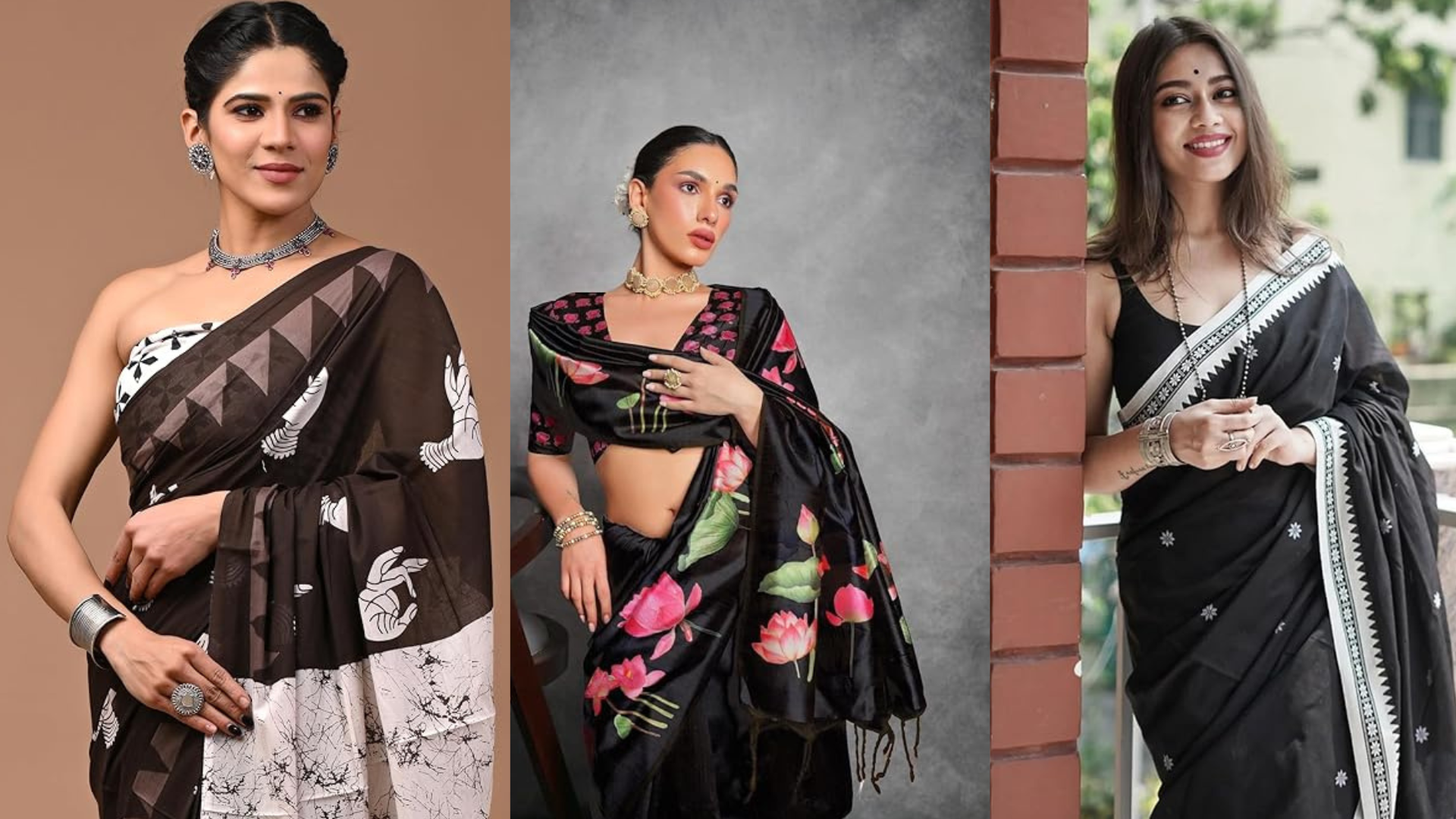 Black And White Saree Blouse Designs