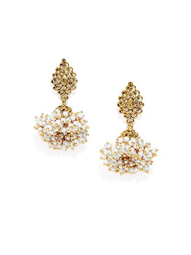 Zaveri Pearls antique gold tone traditional jhumki earrings for women - best jhumka earrings