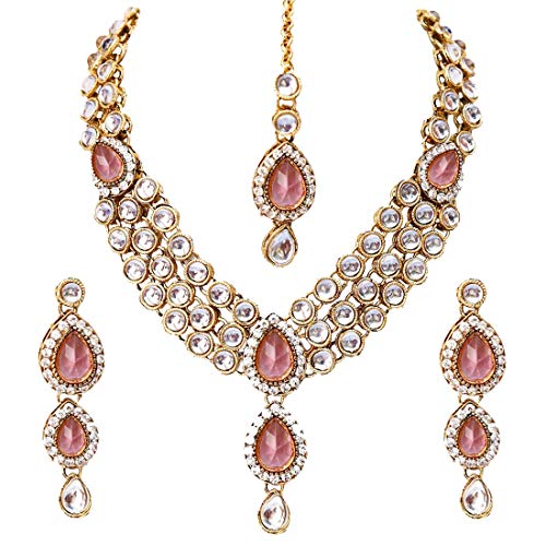 Gold plated kundan necklace set — best kundan jewellery for women